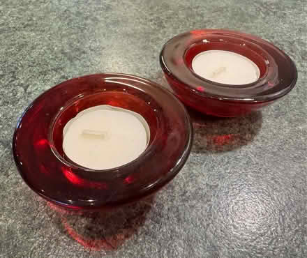 Photo of free 2 x Red Glass Tealight Candle Holders (Chaddesden DE21) #2