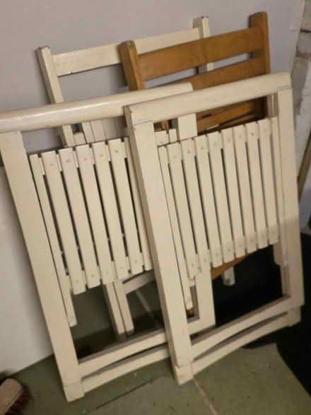 Photo of free 4 wooden folding chairs (Prestwich, M25) #1