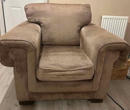 Photo of free Brown 3 seater sofa and armchair (MK42) #2