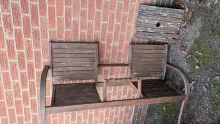 Photo of free Wooden two seater bench with table (East Hunsbury, Northampton) #1