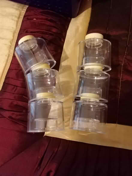 Photo of free 6 stackable round plastic jars (Tonbridge TN9) #1