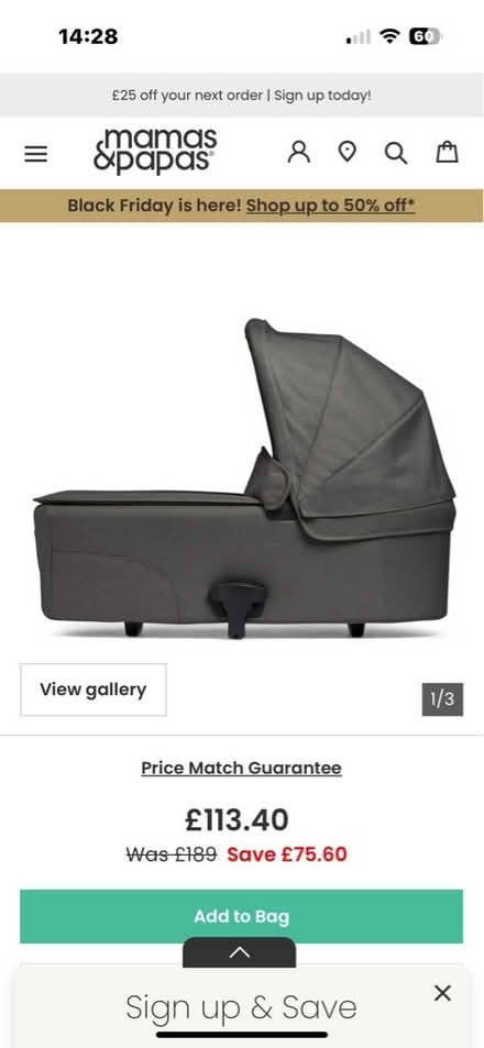 Photo of free Mamas & Papas grey Bassinet (Hallatrow) #4