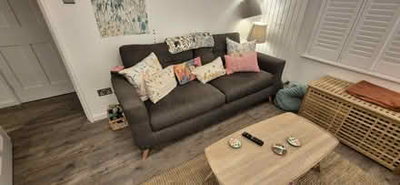 Photo of free Grey Chenille M&S Conran mid century style 3 seater sofa (St Helier SM4) #2