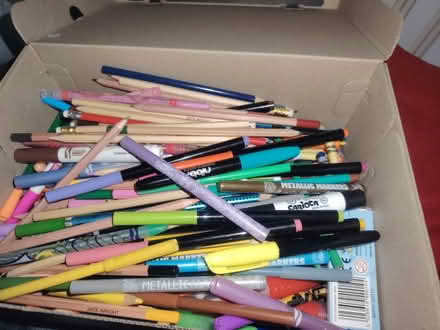 Photo of free Shoe box of coloring pens/pencils (PA2) #1