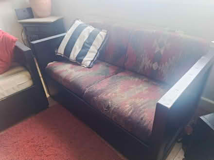 Photo of free 3 + 2 seater sofas heavy wood (Killiney) #2