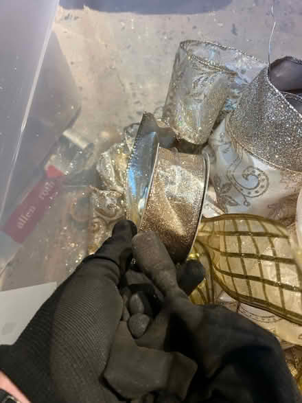 Photo of free Bin full of gold and silver ribbon (Flemington) #3