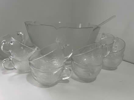 Photo of free Glass punch bowl 12 glasses & ladle (Thurnby Leicester LE7) #2