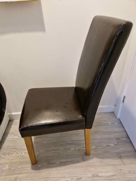 Photo of free 4 brown faux leather chairs (Bracknell Forest RG42) #1
