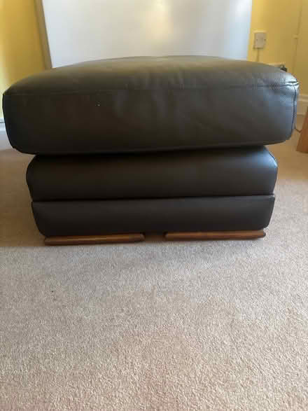 Photo of free Brown leather foot stool / pouffe (SW11 Battersea) #1