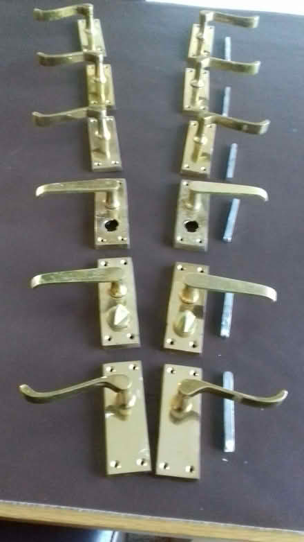 Photo of free brass plated lever handles (Clutton Hill) #1