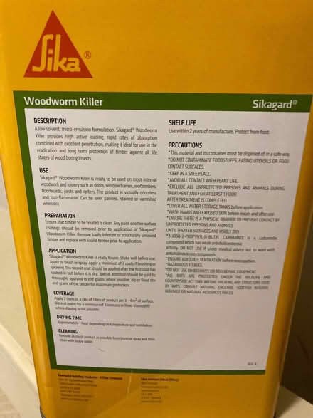 Photo of free Woodworm killer (Duffield DE56) #2