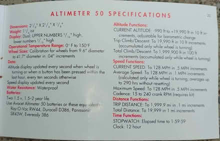 Photo of free Avocet Altimeter 50 Cyclometer (El Cerrito) #2
