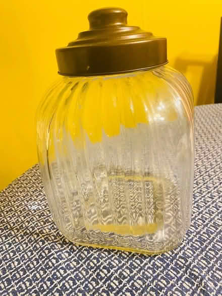 Photo of free large glass jar with screwed on lid (Romulus, mi) #1