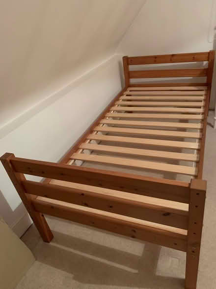 Photo of free Wooden bed frame with M&S mattress (Harborne B17) #2