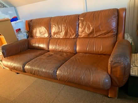 Photo of free Leather three seater settee (Portinscale Keswick CA12) #1