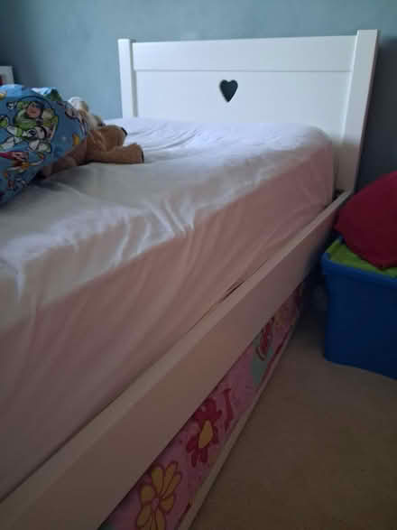 Photo of free Solid white single bed/trundle (MK44) #1