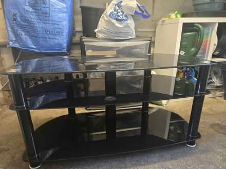 Photo of free Black glass tv stand (Woodside, DY2) #2