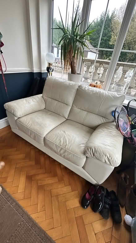 Photo of free Cream leather couch (Heskin PR7) #1