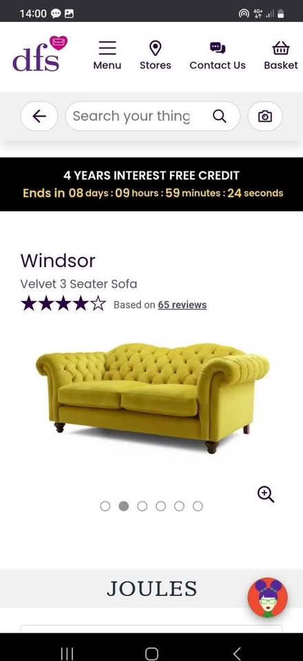 Photo of free Yellow Jules 3 seater sofa (Southgate RH11) #2