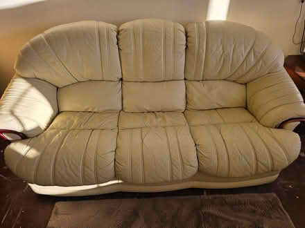 Photo of free Beige leather sofa (Clevedon) #1