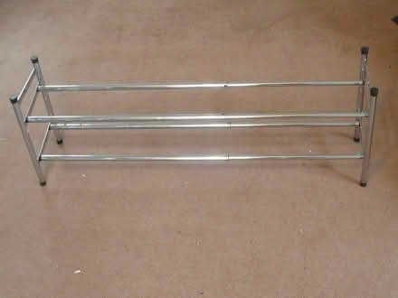 Photo of free 2-layer shoe rack, chrome, adjustable 24” – 46” long (Waverton CH3) #1