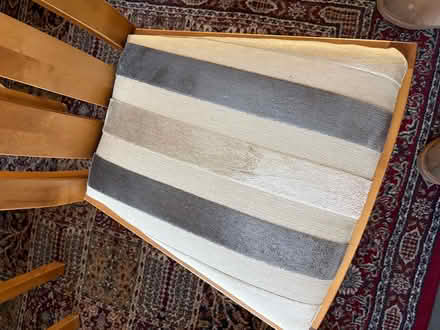 Photo of free Wooden ladder backed chairs with up holstered seats (Stockton Heath WA4) #3