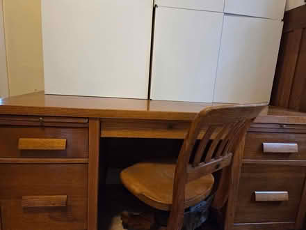 Photo of free Large oak desk and chair (Wellington village) #1