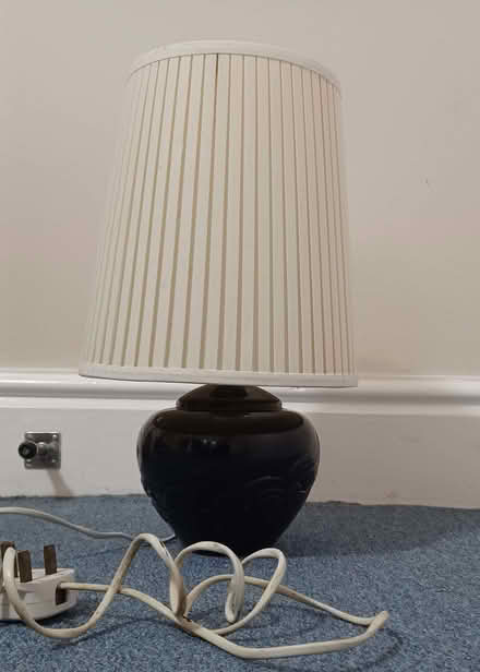 Photo of free Ceramic table lamp with pleated white shade - 40cm high (Primrose LA1) #1