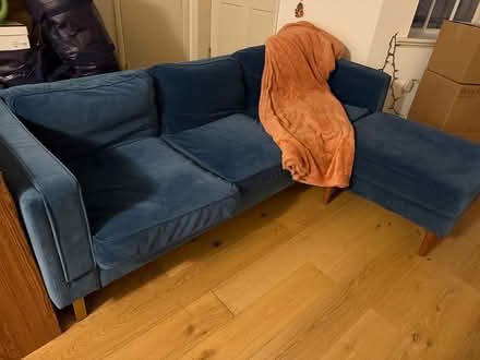 Photo of free blue velvet couch and ottoman (Eastern Market) #1