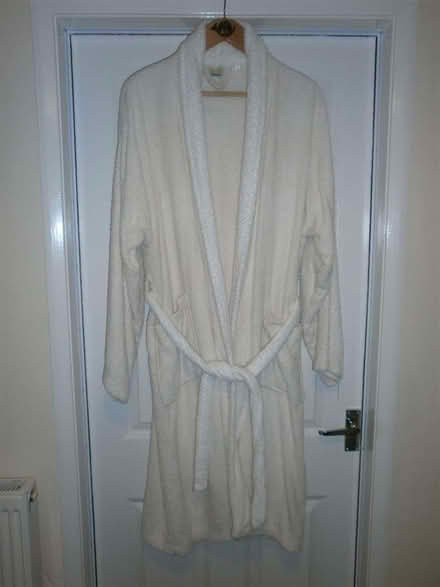Photo of free Toweling Bath Robe Cream/White M (Bryn WN4) #1