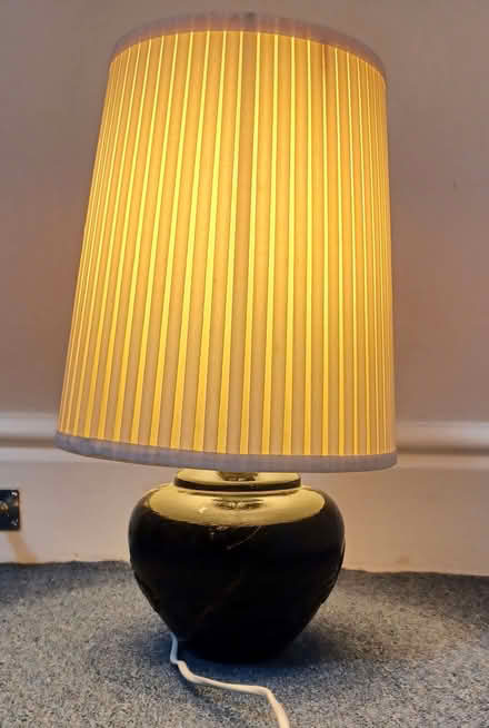 Photo of free Ceramic table lamp with pleated white shade - 40cm high (Primrose LA1) #2
