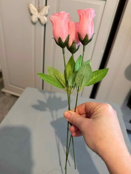 Photo of free 3 artificial pink long stem roses (Carshalton) #2