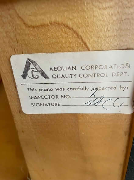 Photo of free Aeolian Piano and bench (Manalapan, nj) #3