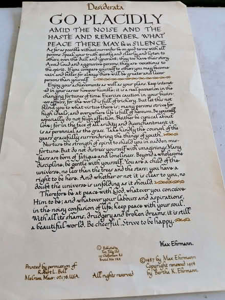 Photo of free Poem Desiderata (Minster Lovell OX29) #1