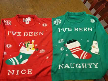 Photo of free 2-Person Christmas Sweater (Wood Ridge) #1