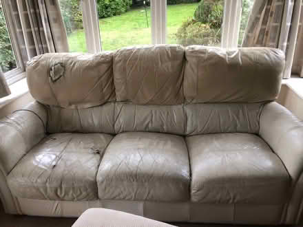 Photo of free Old leather sofas and pouffes (Benenden TN17) #2
