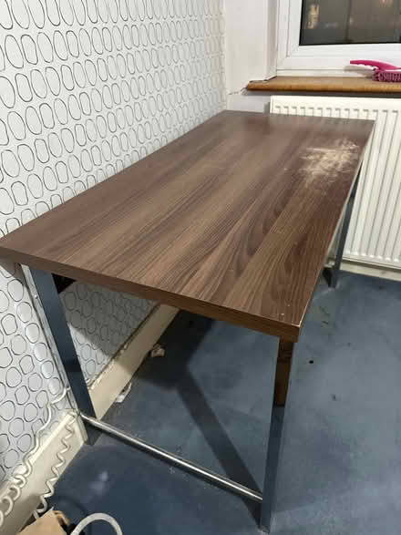 Photo of free Walnut office desk with silver legs (Woodside Park N12) #1