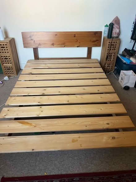 Photo of free Low Hard Wood Double Bedframe (Mitcham CR4) #2