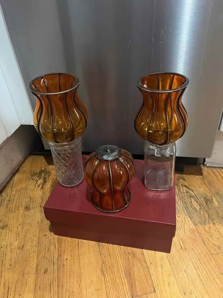 Photo of free Amber glass candle holders/vases (Columbia Heights) #1