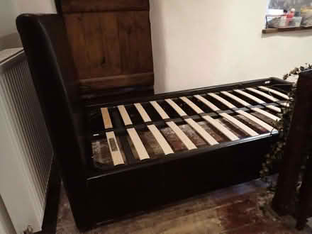 Photo of free Single Bed, brown 'leather look' (Newbiggin on Lune CA17) #3