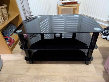 Photo of free Black glass tv table (Ryton NE40) #1