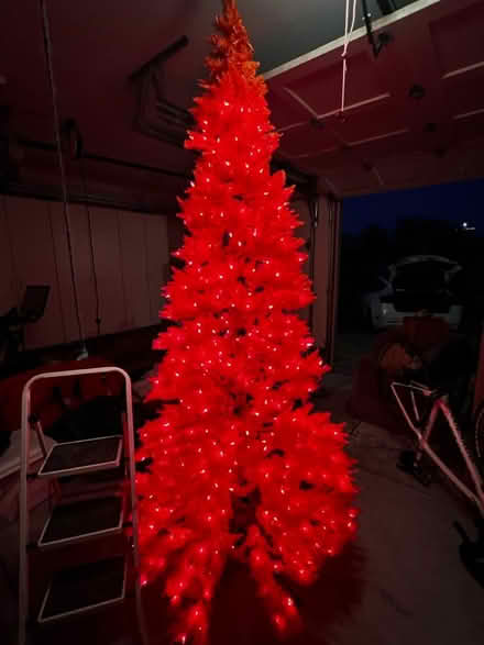 Photo of free 9 ft orange pre-lit Christmas tree (San Mateo Baywood) #1
