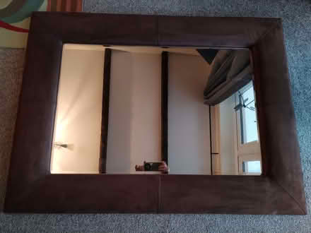 Photo of free Large mirror with brown suede frame (Belmont BL7) #1