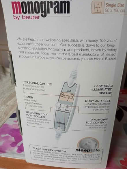 Photo of free Heated Mattress Cover (Single Bed) with Two Heat Zones (Hildenborough TN11) #3