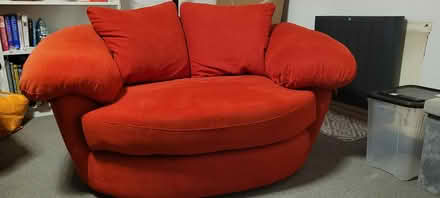 Photo of free Large Red Swival Round Cuddle Chair (Norwich North NR3) #1