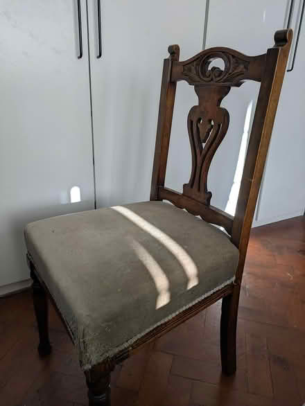 Photo of free Vintage wooden cushioned chair (AL1) #2