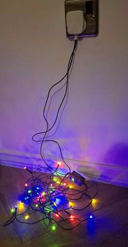 Photo of free Christmas lights (3) - 50, coloured, plug in, dark green wire (Boughton Monchelsea ME17) #1