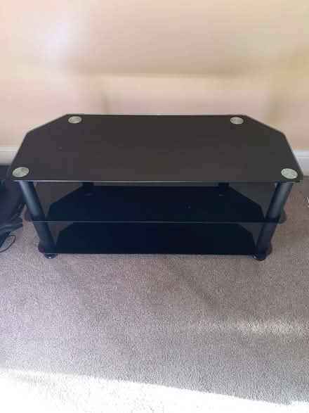 Photo of free Black glass TV stand (Pakefield NR33) #2