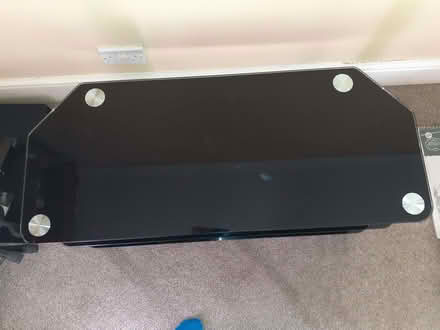 Photo of free Black glass TV stand (Pakefield NR33) #3