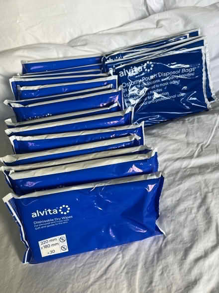 Photo of free Nurses? Dry wipes and ostomy bags (Stenson Fields CP DE24) #1